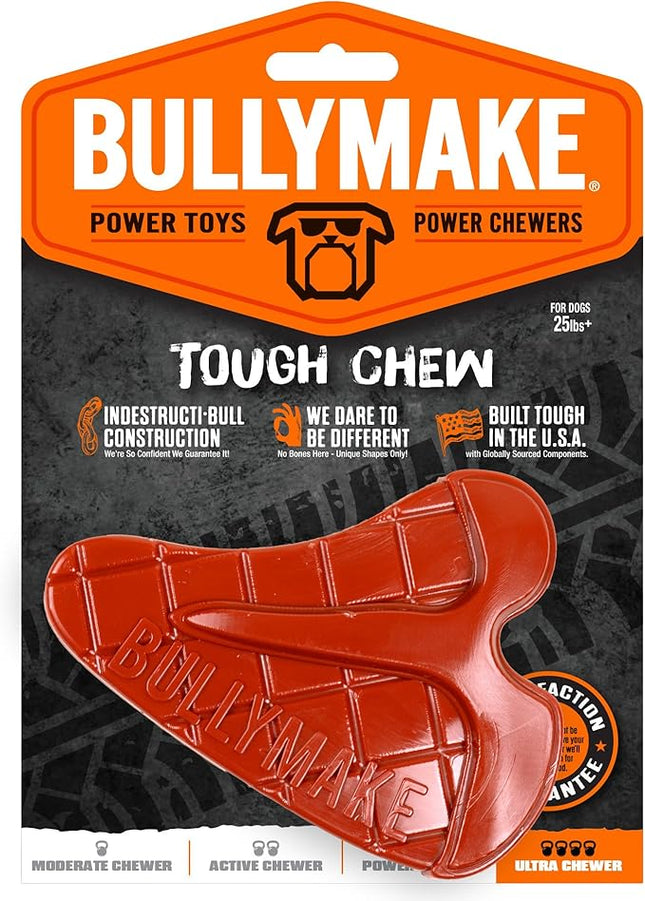 BULLYMAKE Red Tough Chew Steak Toy for Dogs, Durable Nylon Dog Toys for Aggressive Chewers, Dental Stimulating, Tough Chewers, Boredom Busting, Made in USA