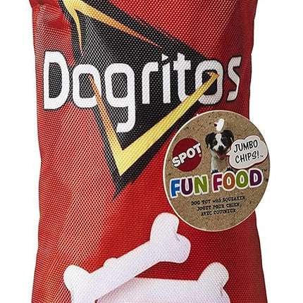 SPOT Fun Foods The Whimsical Dog Toy with Squeaker | Interactive Plush Chew and Squeak Toy for Small and Large Dog Breeds | Dogritos Bag, Large