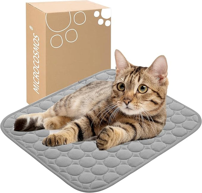 MICROCOSMOS Summer Cooling Mat & Sleeping Pad- Water Absorption Top, Materials Safe, Easy Carry, EZ Clean. Keep Cooling for Pets, Kids and Adults.(Dark Grey, 19" x 15")