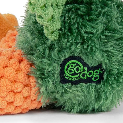 goDog Checkers Sitting Duck Squeaky Plush Dog Toy, Chew Guard Technology - Green, Small