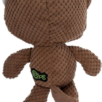 goDog Checkers Dog Squeaky Plush Dog Toy, Chew Guard Technology - Brown, Large
