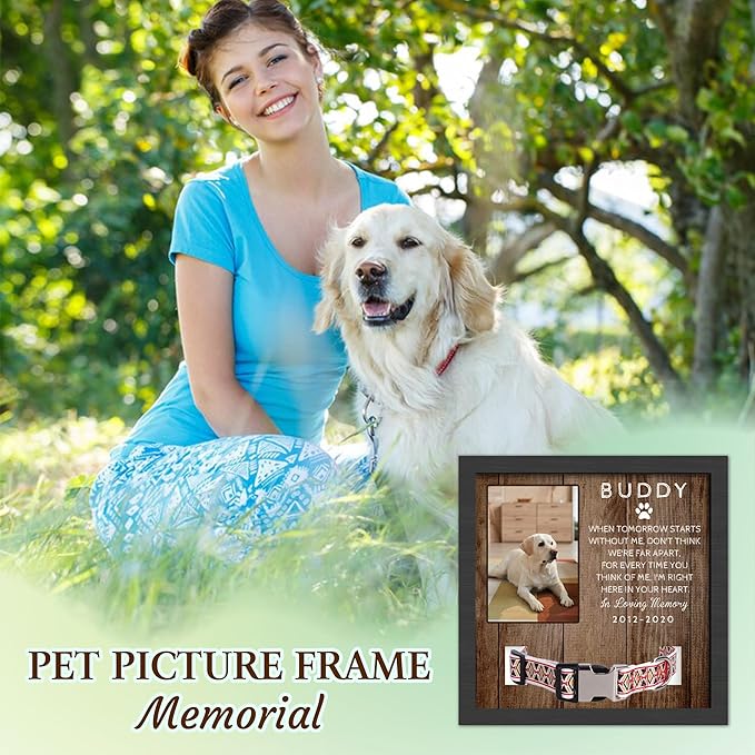 Customized Dog Memorial Gifts for Loss of Dog, Pet Memorial Gifts for Dogs, in Memory of Dog,Pet Sympathy Gifts for Dogs, Pet Memorial Gifts Cat, Dog Memorial Collar Frame, Pet Loss Gifts