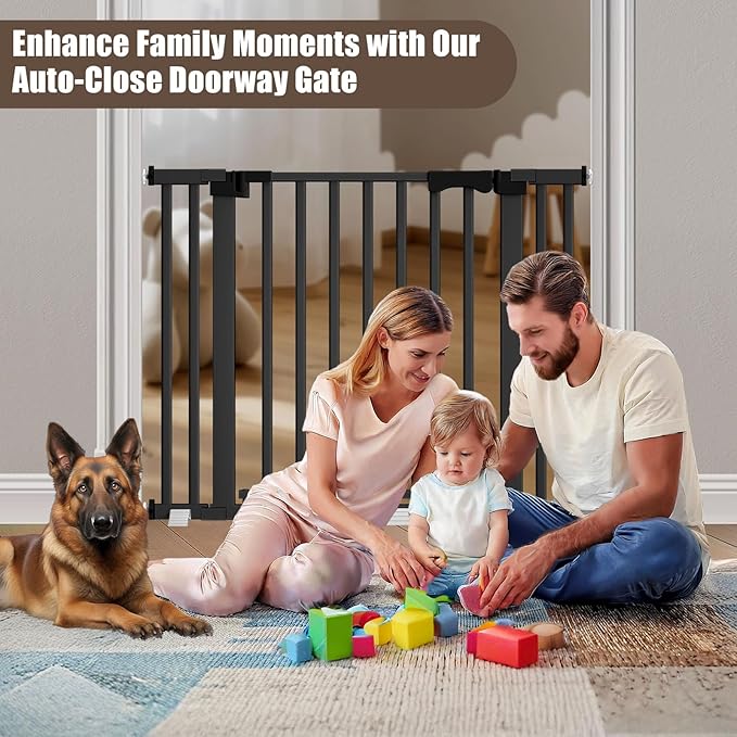 41" Extra Tall Baby Gate for Big Dog No Jumping Over, 30-49.2" Wide Pet Safety Gate Indoor for Doorways No Drilling,Auto Close Child Puppy Gates for Stairways Pressure Mounted (Black)