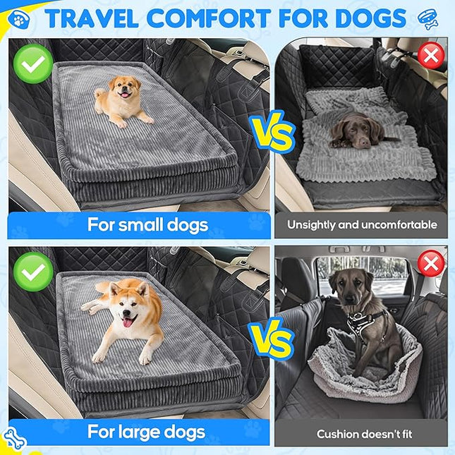 Loiion Dog Car Bed, Non-Slip Backseat Extender Pet Mat, Removable Washable Dog Bed for SUVs, Sedans & Trucks, Anti-Slip Travel Mat for Dogs, Easy Clean & Scratch-Proof & Comfort(Dark Gray, 50"x24.6")