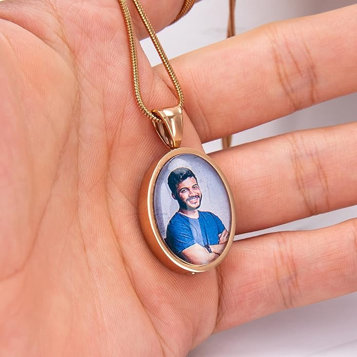 Farfume Personalized Pet Urn Necklace for Dog Cat Ashes Cremation Pet Memorial Customized Photo Text Engraving Pendant Keepsake Funeral Jewelry