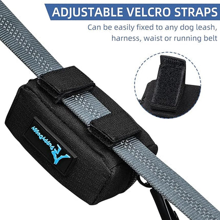 PuppyDoggy 2 Pack Poop Bag Holder for Dogs and Cats Black Waste Bag Dispenser Poop Bag Pouch Dispenser with 2 Roll of Free Poop Bags for Leash Accessory Bicycle (Black, 2 Pack)