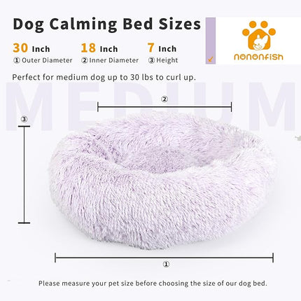 Dog Beds for Medium Dogs Washable 30 Inches Gradient Purple Fits up to 45 lbs Pets Beds Fluffy Anti Anxiety