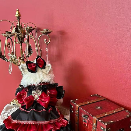 Fashion Sweet Puppy Dog Lace Princess Dress Tailored for Mini and Petite Dog B-red Small