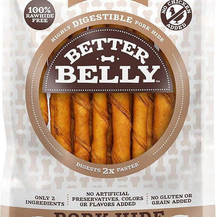 Better Belly Highly Digestible Rawhide Twist Sticks Chews, Treat Your Dog to a Chew with NO Artificial Colors or Flavors 25 Count (Pack of 1)