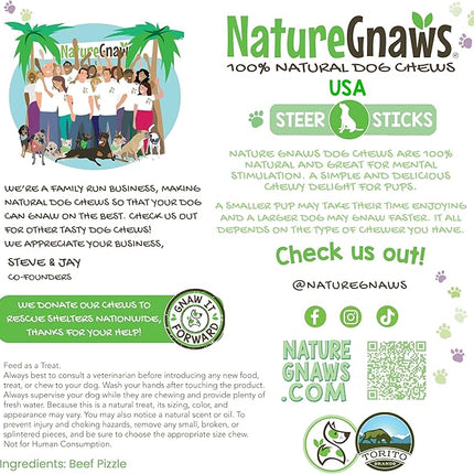 Nature Gnaws USA Steer Sticks for Dogs 5-7" (8oz) - Mixed Thickness - Long Lasting for Aggressive Chewers and Large Dogs - Natural Beef Bully Dog Chew Bones (Pack of 2)