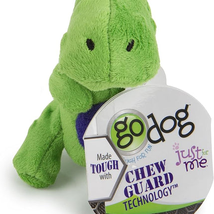 goDog Just For Me Dinos T-Rex Squeaky Plush Dog Toy, Chew Guard Technology - Green, Mini