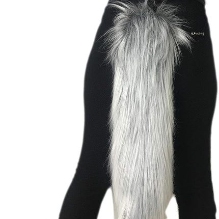 Long Faux Fur Animal Luxury Tail, Cosplay, Anime Lover, Costume Dress Up Pet Play Furry Super Soft Accessory (20", Gray Frost)
