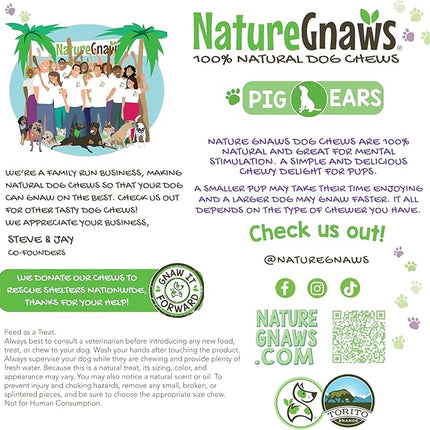 Nature Gnaws Pig Ears for Dogs (8 Count) - Thick Long Lasting for Aggressive Chewers and Large Dogs - Natural Pork Dog Chew Bones - Rawhide Free