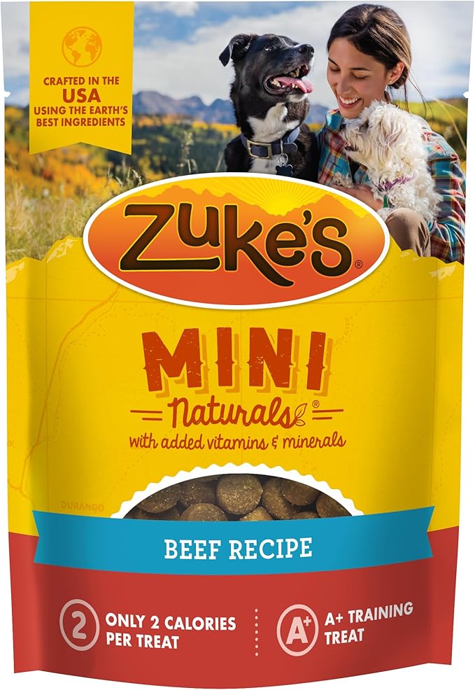 Zuke’s Mini Naturals Soft And Chewy Dog Treats For Training Pouch, Natural Treat Bites With Beef Recipe - 6 oz. Bag