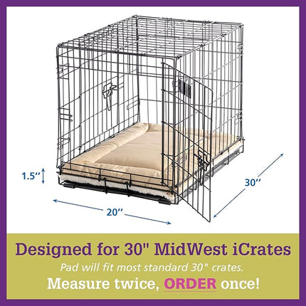 Pet Dreams Dog Crate Pad - Washable Kennel Mat, Crate Pads for Dog Cages, Non-Toxic, Flat Indoor Cat Bed, Fits iCrate 18, 24, 30, 36, 42, 48 Inches (Grey, Medium, 30")