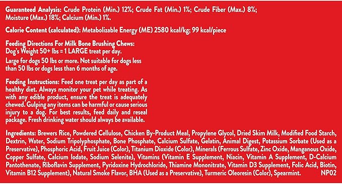 Milk-Bone Fresh Breath Brushing Chews, 18 Large Daily Dental Dog Treats Scrubbing Action Helps Clean Teeth