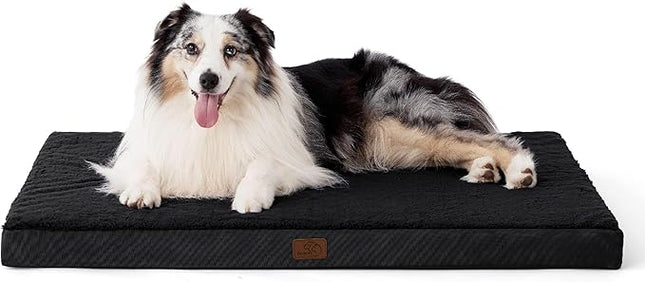 Bedsure XL Dog Bed for Crate - Large Orthopedic Flat Pet Beds with Removable Washable Cover, Egg Crate Foam Crate Mat, Suitable for Pet Up to 90 lbs