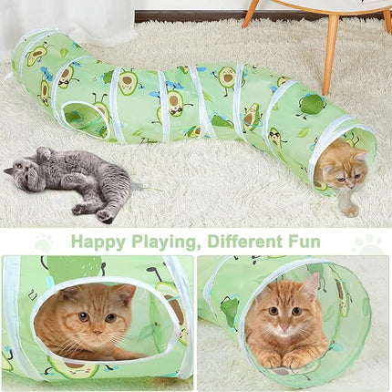 Glittme Cat Tunnel, Cat Tunnels for Indoor Cats, S-Shape Cats Cave with Cat Toys, Foldable Cat Tubes and Tunnels for Cats, Rabbit, Puppy, Guinea Pig