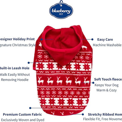 Blueberry Pet Award-Winning Ugly Christmas Reindeer & Snowflake Hoodie, 22" Back Length, Cozy Fleece Dog Christmas Sweater, Perfect Dog Clothes for Holiday-Loving Large Dogs