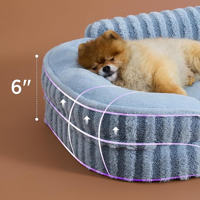 LE SURE Cute Dog Bed for Small Dogs, Orthopedic Waterproof Small Pet Beds with Sides, High Back Non-Slip Bottom and Egg-Crate Foam Puppy Couch Sofa with Washable Removable Cover, Blue