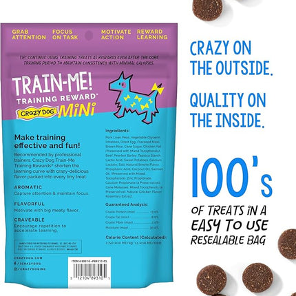 Crazy Dog Mini Train-Me! Training Treats 10 oz. Bag, Beef Flavor, with 500 Treats per Bag, Recommended by Dog Trainers