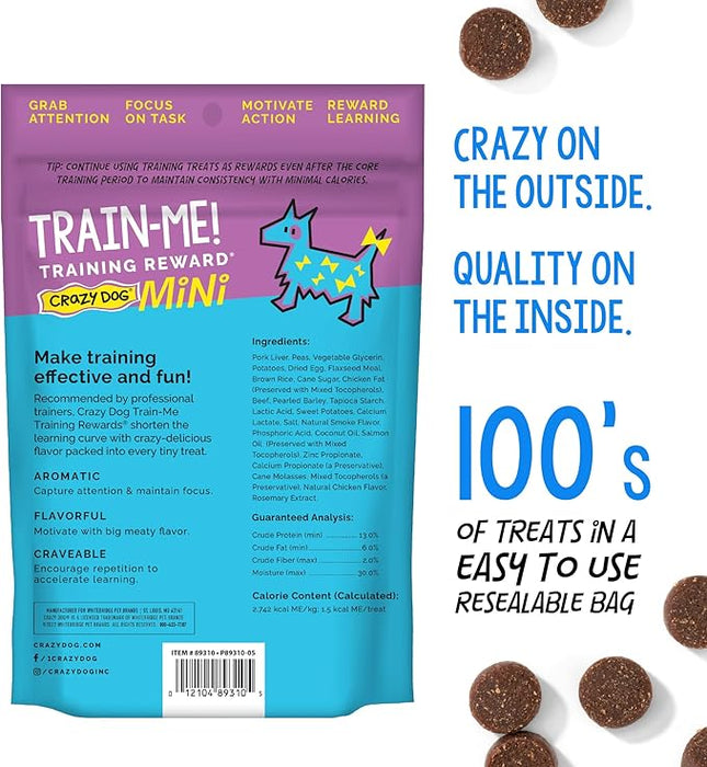 Crazy Dog Mini Train-Me! Training Treats 10 oz. Bag, Beef Flavor, with 500 Treats per Bag, Recommended by Dog Trainers