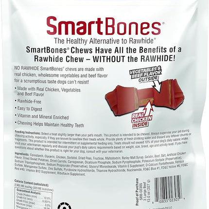 SmartBones Large Chews With Real Beef, Rawhide-Free Chews For Dogs, 3 Count