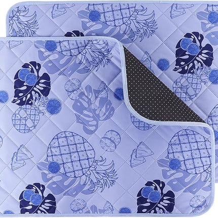IEUUMLER Washable Pee Pads for Dogs, 2 Pack Non-Slip & Waterproof Pack Whelping Pad, Reusable Washable Puppy Potty Training Pad with Fast Absorbent for Playpen EU007 (Purple Pineapple, 36"X48"-2pcs)