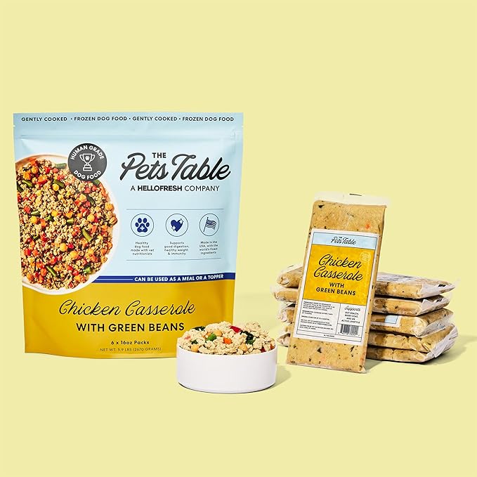 The Pets Table Human-Grade Chicken Casserole Fresh Dog Food, Dog Food Topper or Complete Meal, 6 Count of 16-oz Pouches, 5.9lbs