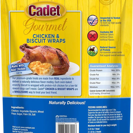Cadet Gourmet Chicken Wrapped Biscuit Dog Treats, Training Treats for Small and Large Dogs, Inspected & Tested in USA, 14 oz.
