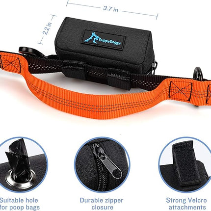 PuppyDoggy Dog Poop Bag Holder for Leash Black Waste Bag Dispenser with 1 Roll of Poop Bags for Leash Accessory Bicycle