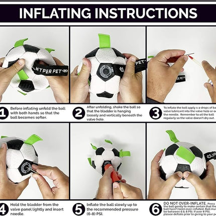 Hyper Pet The Original Grab Tabs Dog Soccer Ball with Straps (5")-Indoor or Outdoor, Interactive Durable Fetch Ball with Tug Toy for All Dog Breeds