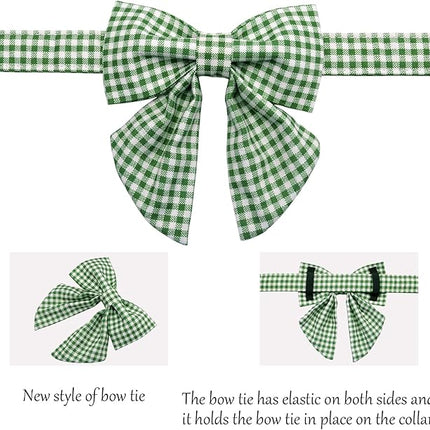Lionet Paws Dog Collar with Sailor Bow, Durable Adjustable and Comfortable Green Bowtie Collar for Dogs, X-Large, Neck 16-26in