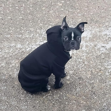 LifeWheel Hoodie, Pet Jumpsuit Fleece Sweatshirt with Buttons,Cold Weather Coats, LifeWheel Pajamas, Winter Warm Cotton Puppy Hoodie 4 Legs Clothes for Small Medium Large Dogs Cats Boy Girl Black