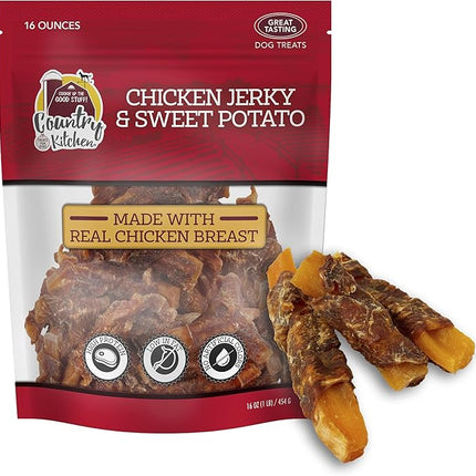 Country Kitchen Chicken & Sweet Potato Jerky Tender Dog Treats, Made with Real Chicken, High Protein, Low Fat, No Artificial Colors, 16 oz