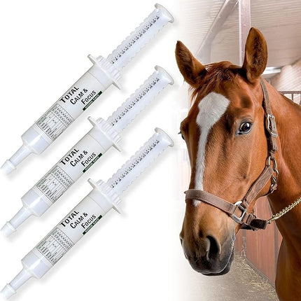 Ramard Total Calm and Focus for Horses Supplement - Magnesium & Calming Formula for Horse Show, Training, Performance Mental Alertness Without Drowsiness, Show Safe, Equine Supplies 1oz Syringe 3Packs