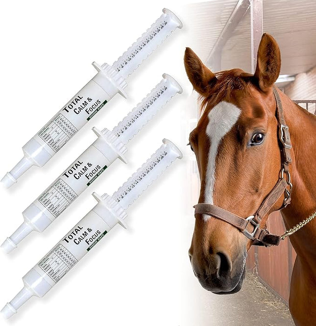 Ramard Total Calm and Focus for Horses Supplement - Magnesium & Calming Formula for Horse Show, Training, Performance Mental Alertness Without Drowsiness, Show Safe, Equine Supplies 1oz Syringe 3Packs