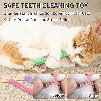 Retro Shaw Kitten Toys 4Pcs, Cat Chew Ropes with Refillable Natural Catnip, Safe Teeth Cleaning Kitty Toys for Indoor Cats Nip Kicker Interactive Pet Toy