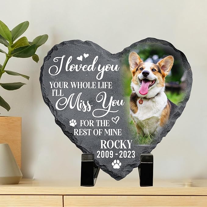 Personalized Dog Memorial Gifts for Loss of Dog, Custom Photo Pet Stone, Personalized Memorial Gifts for Pet Loss, Gift for Cat Lovers, Stones for Dogs, Cemetery Decorations for Grave Q5