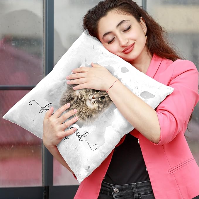 Funny DIY Custom Pet Memorial Gifts for Loss of Dogs, Personalized Pet Watercolor Portrait Throw Pillows with Pictures, Dog Cat Memorial Pillow, Customized Bereavement Sympathy Gifts for Pet Lover