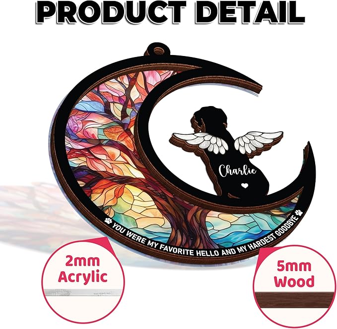 Personalized Dog Memorial Gifts, Pet Memorial Ornament, Sympathy Keychain for Dogs, Pet Remembrance Bracelet, Loss of Animal Sympathy Card, Rainbow Bridge Dog Loss Gift, Bereavement Suncatcher