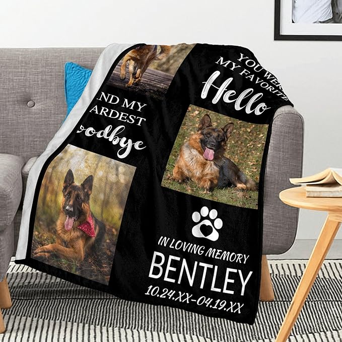 Personalized Dog Memorial Gifts for Loss of Dog, Custom Blanket with Pictures, Pet Memorial Gifts for Loss of Dogs, in Loving Memory Blankets, Loss of Pet Bereavement Gift