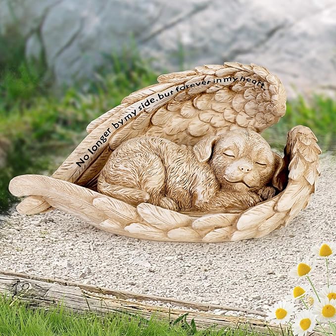 Dog Memorial Stone for Outdoor, Pet Memorial Stones for Dogs with Personalized Engraving, Weather-Resistant Garden Stone for Pet Cemetery, Backyard & Memorial Garden to Honor Pets(Light Brown)