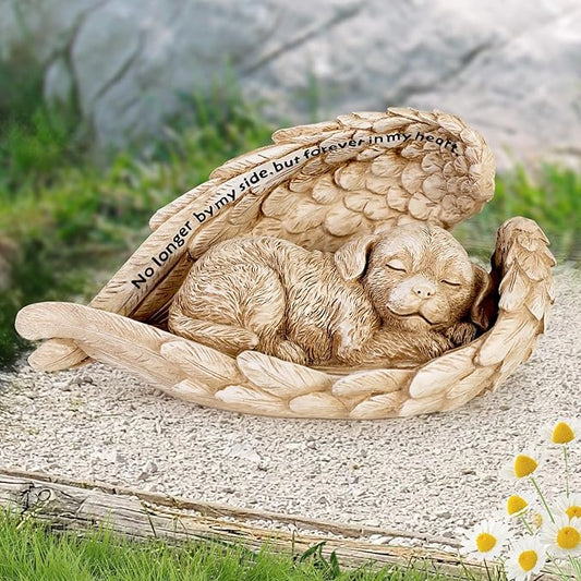 Dog Memorial Stone for Outdoor, Pet Memorial Stones for Dogs with Personalized Engraving, Weather-Resistant Garden Stone for Pet Cemetery, Backyard & Memorial Garden to Honor Pets(Light Brown)