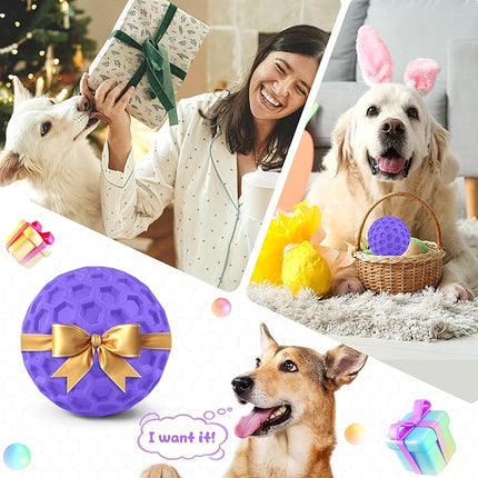 Squeaky Dog Toys for Aggressive Chewers, Indestructible Dog Balls for Aggressive Chewers, Purple Squeaky Balls for Dogs, Interactive Toys for Large Dogs to Relax
