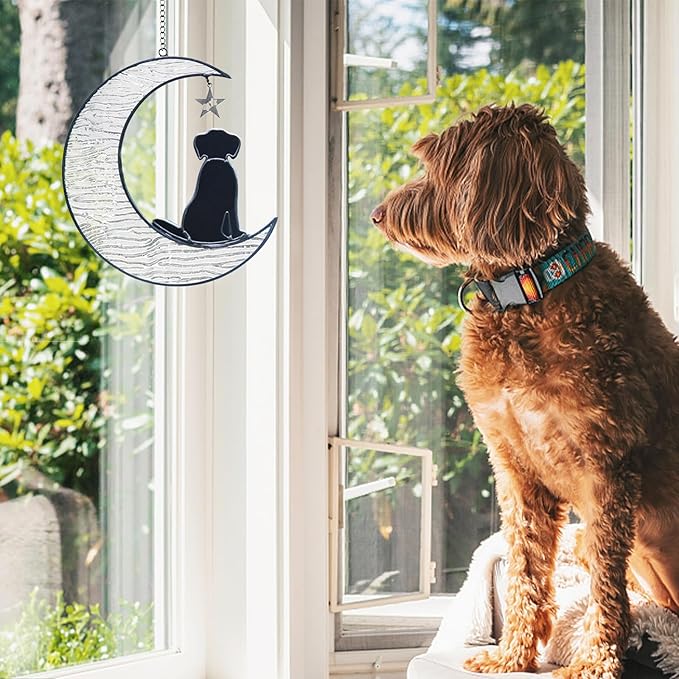 Stained Glass Dog Memorial Gifts for Dog Lovers, Pet Memorial Gifts Dog Decor Stained Glass Window Hanging Suncatcher for Window Loss of Dog Sympathy Gift Pet Loss Gifts for Mom, Grandma