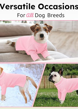 Queenmore XXL Dog Sweater, Large Dog Sweaters for Male Dogs, Turtleneck Plaid Kintsweaters for Large Breeds, Cold Weather Pullover Pet Clothes, Pink 2XL