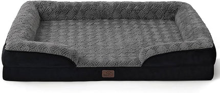 Bedsure Orthopedic Dog Beds Large Sized Dog - Washable Large Dog Cat Bed Waterproof, Comfort Dogs Couch Sofa with Washable Removable Cover, Pet Bed with Nonskid Bottom, Plush-Black, 35"