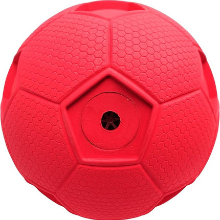 Nerf Dog Soccer Ball Dog Toy with Interactive Squeaker, Lightweight, Durable and Water Resistant, 4 Inches, for Medium/Large Breeds, Single Unit, Red