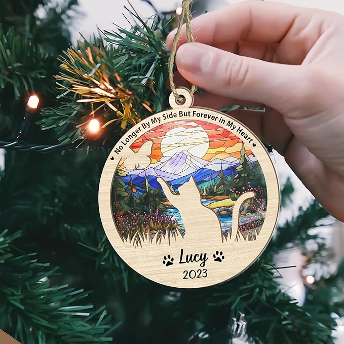 Personalized cat Memorial Ornament, Memorial Gifts for Loss of cat, pet Lovers Gifts 03